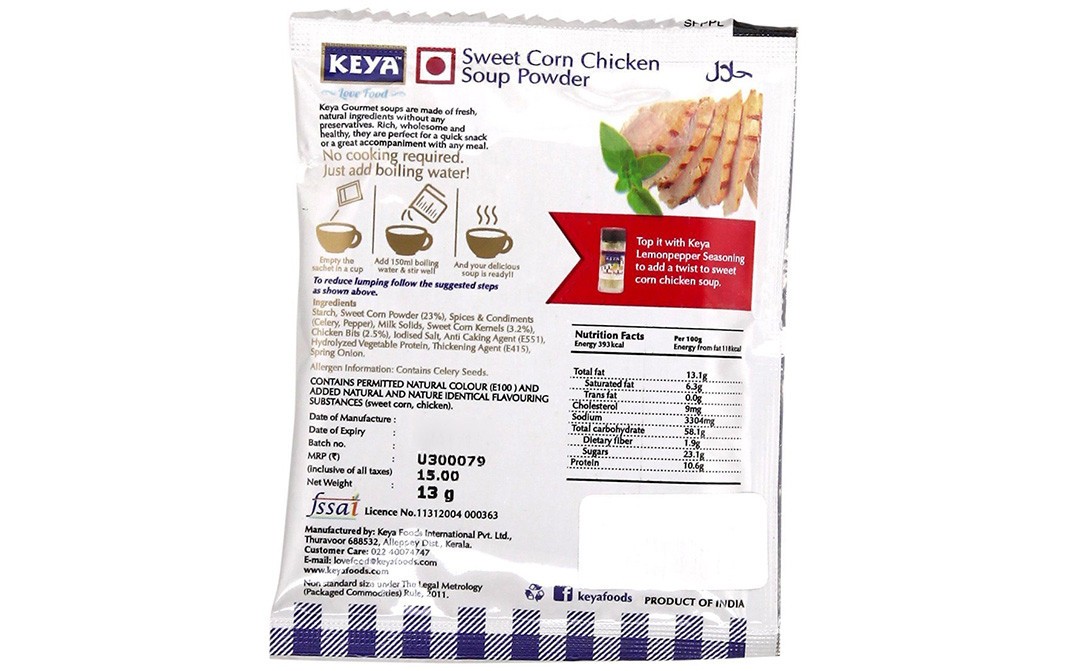 Keya Sweet Corn Chicken Soup   Sachet  12 grams